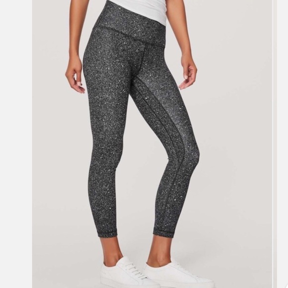 Lululemon Women's Align Pant II 25” Luminesce Splatter Ice Grey Black Size 6 - Picture 1 of 5